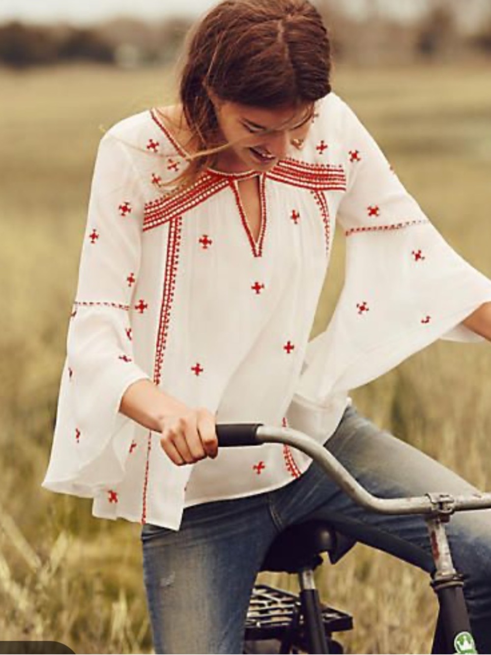 Anthropologie Floreat Adena Boho Embroidered Peasant Top 14